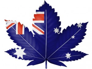 Marijuana leaf with Australian flag design: CannaSensation Rule & Legislation Blog